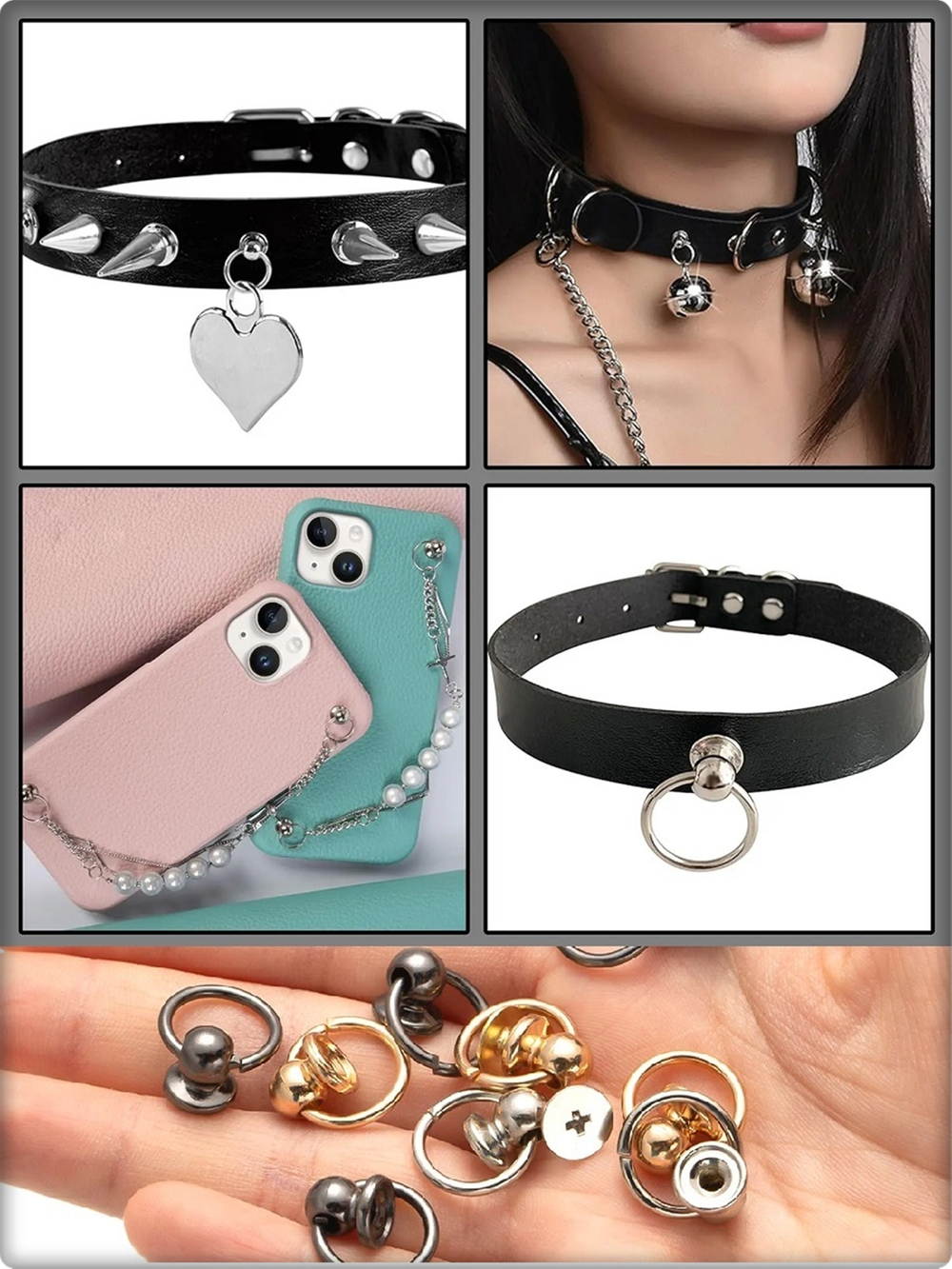 Заклепки круглые серебристые 8мм на винте для декора одежды.