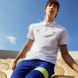 Мужское поло теннисное Lacoste Men's SPORT Roland Garros Edition Stretch Cotton Polo Shirt - white/navy