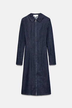 ZARA ДЖИНСОВОЕ ПЛАТЬЕ TRF НА МОЛНИИ, ТЕМНЫЙ ИНДИГО