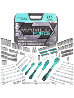 Набор инструментов 216пр. 1/4''3/8''1/2''(6гр.)(4-32мм) MAMEDFORCE MF-38841