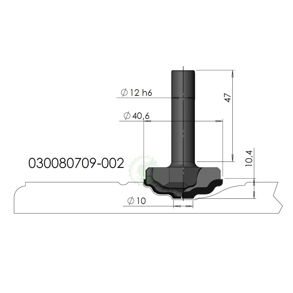 Изображение алмазной фасадной фрезы GT 030080709-002, профиль