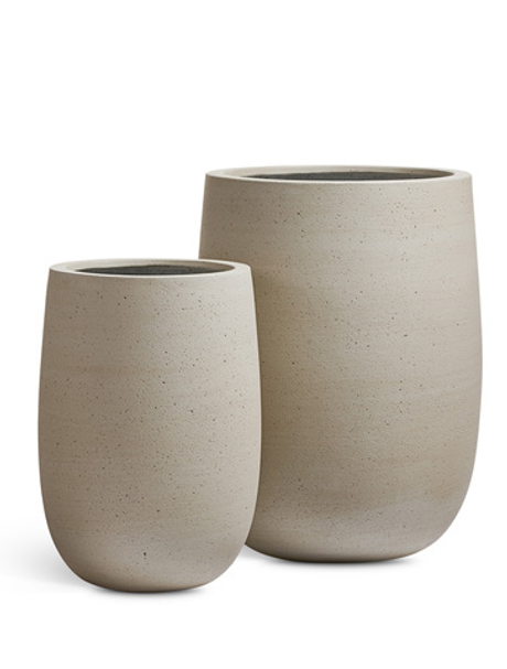 Кашпо TREEZ ERGO - Fine Rock - Высокая округлая чаша - Белый песок