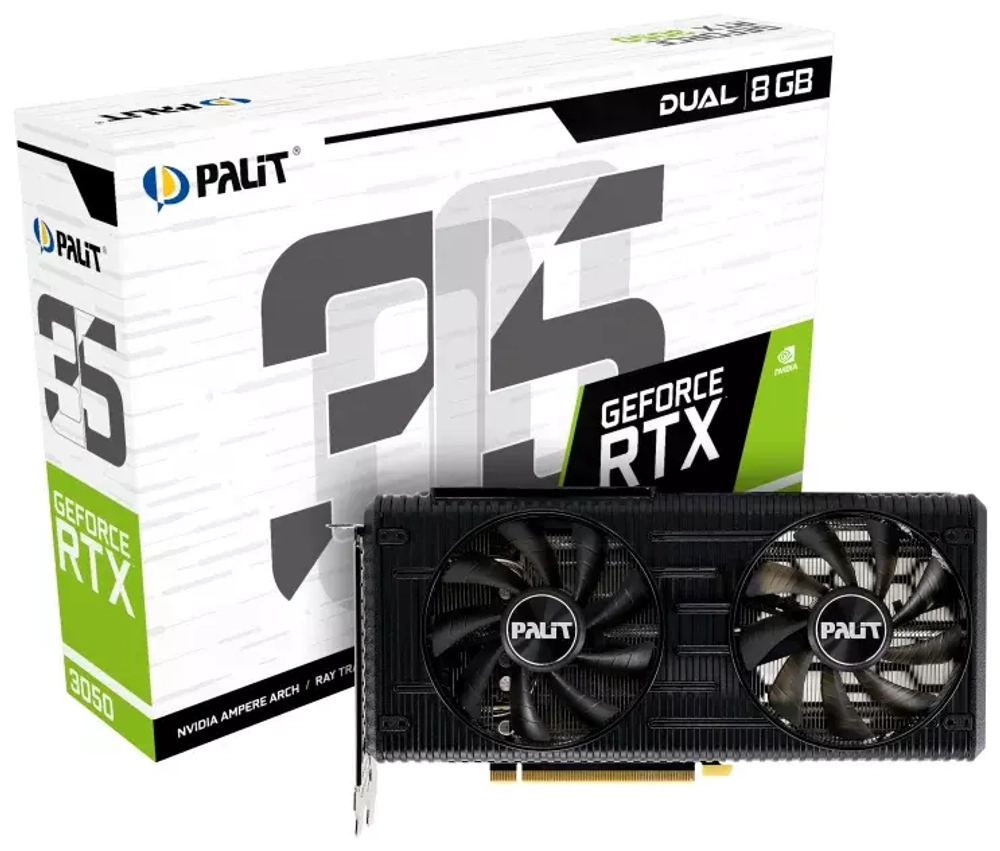 Видеокарта Palit RTX3050 8192Mb  GDDR6 PA-RTX3050 DUAL 8G NE63050019P1-190AD RTL