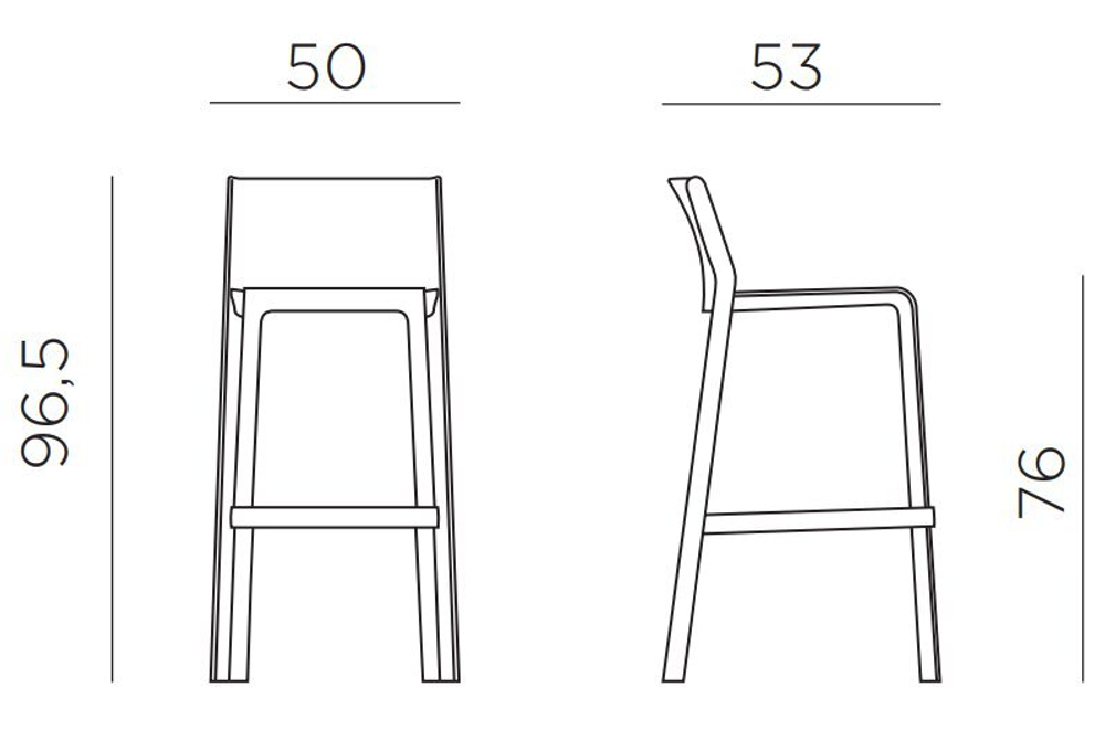 Стул пластиковый барный Nardi Trill Stool, антрацит