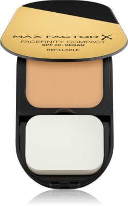 Max Factor Facefinity Refillable - Компактное матирующее тональное средство SPF 20 оттенок 033 Crystal Beige, 10 g