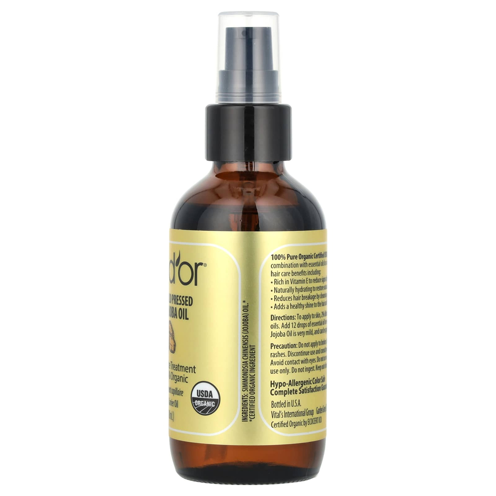 Pura D'or, на 100% чистое органическое масло жожоба холодного отжима, 118 мл (4 жидк. унции)