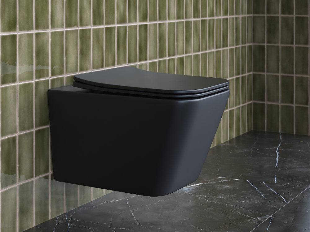 Комплект подвесной безободковый унитаз Ceramica Nova Metric CN3007MB черный матовый с сиденьем микролифт + инсталляция Geberit Delta 458.163.21.1 с панелью смыва, хром глянцевый