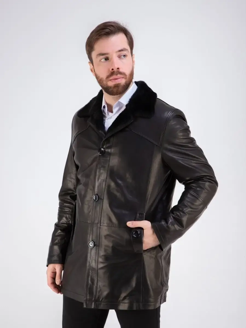 Дубленка мужская натуральная с мехом куртка зимняя Турция