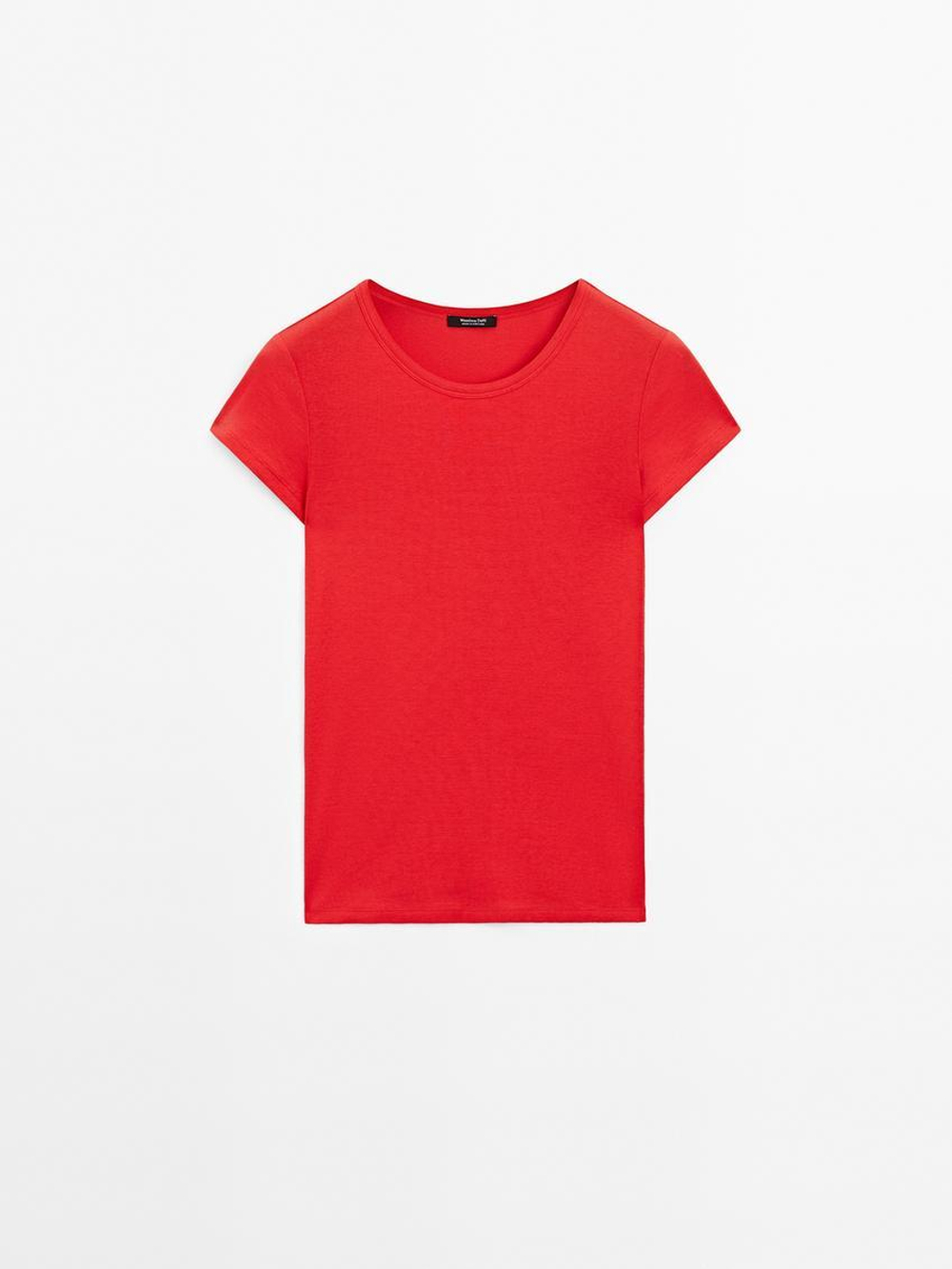 Massimo Dutti Футболка из смесового хлопка, красный