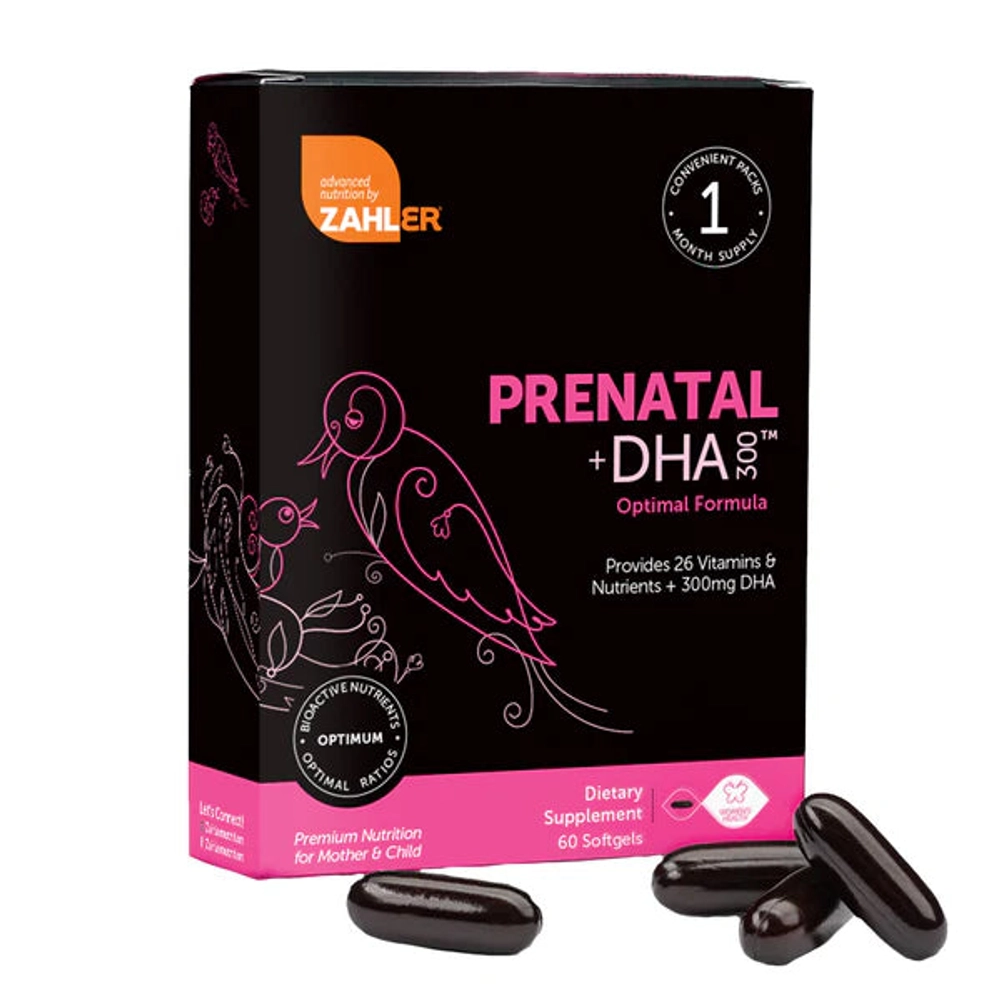 Prenatal + DHA 300 Optimal Formula 60 Softgels Zahler