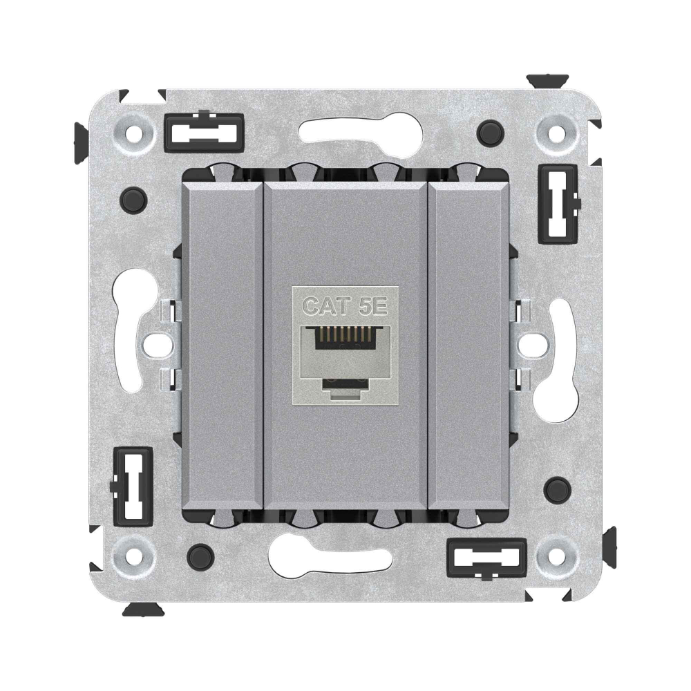 Компьютерная розетка RJ-45 без шторки в стену, кат.5e одинарная экранированная, "Avanti", "Закаленная сталь"