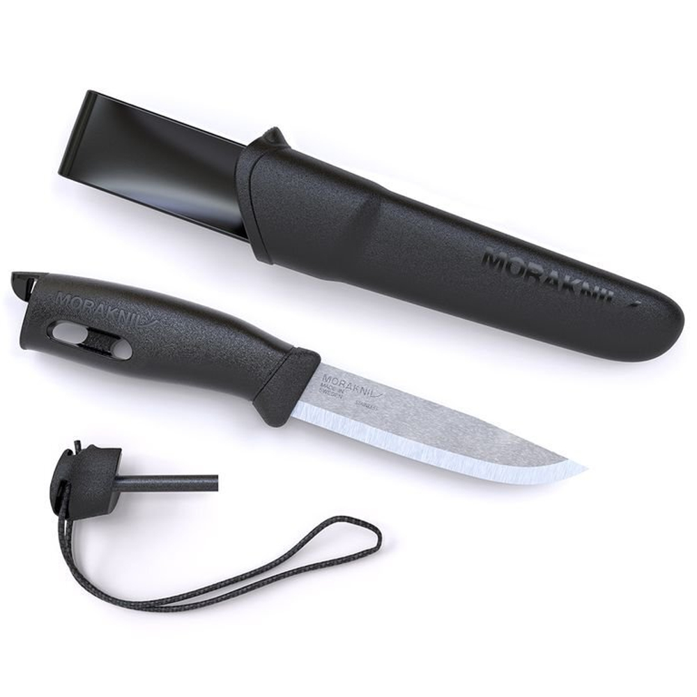 Нож Morakniv Companion Spark, с огнивом, нержавеющая сталь, клинок 104мм, чёрный