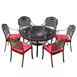 Стол уличный с мангалом из литого алюминия Барбекю-4(BBQ-4)