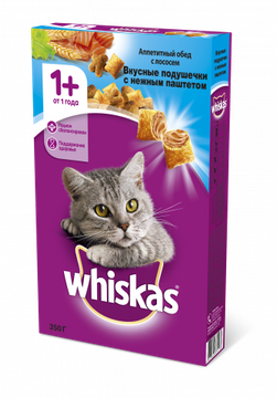 Whiskas полноценный корм для взрослых кошек подушечки с паштетом со вкусом лосося (1,9)
