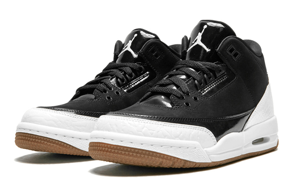 Jordan Air Jordan 3 Retro Black White Gum burst pattern mid-top retro Basketball shoes GS Black and white