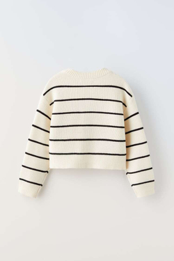 ZARA СВИТЕР В ПОЛОСКУ, ЭКРЮ