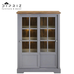 Шкаф-витрина деревянная Лэйквью 103х41х139 см с подсветкой, сервант с 2 раздвижными дверями из массива сосны