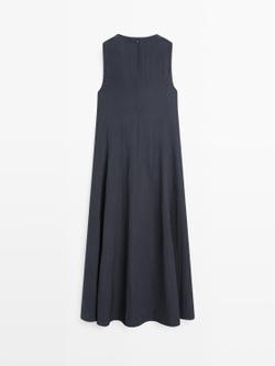 Massimo Dutti Струящееся платье миди, серый