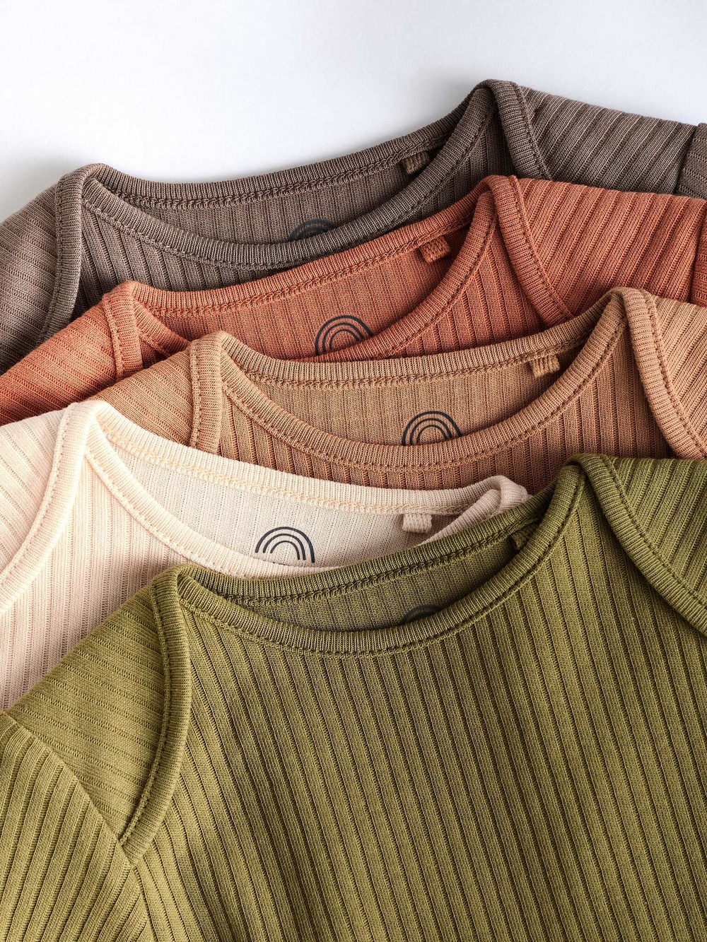 Боди с длинным рукавом для малышей Next K79-795, 5 шт., Хаки, Бежевый, Коричневый