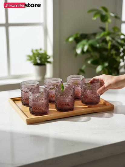 Поднос прямоугольный 37х26 см. бамбуковый с бортиком