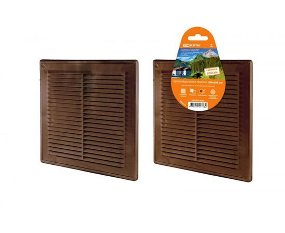 Решетка разъемная с москитной сеткой, коричневая 208х208 TDM SQ1807-0079
