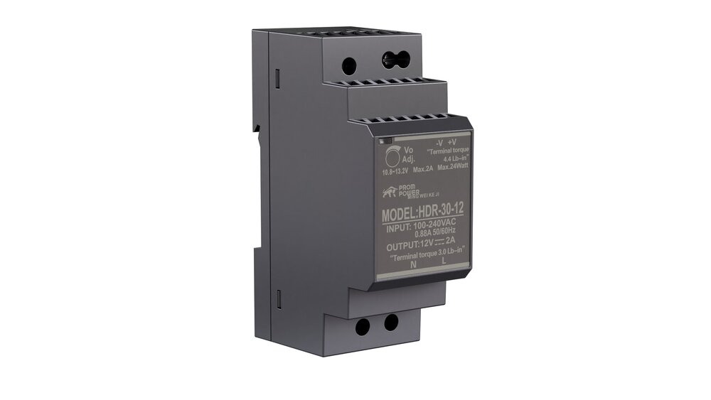 Источник питания PROMPOWER HDR-30-12, на вых. 12 В DC, 2А, 24Вт. Вх. 85-264В AC (120-370 В DC)