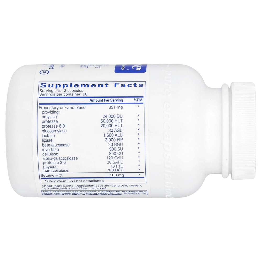 Pure Encapsulations, Пищеварительные ферменты Ultra с бетаином гидрохлоридом, 180 капсул
