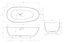 Ванна из искусственного камня ABBER Stein AS9611-1.7 белая матовая  170x80 см
