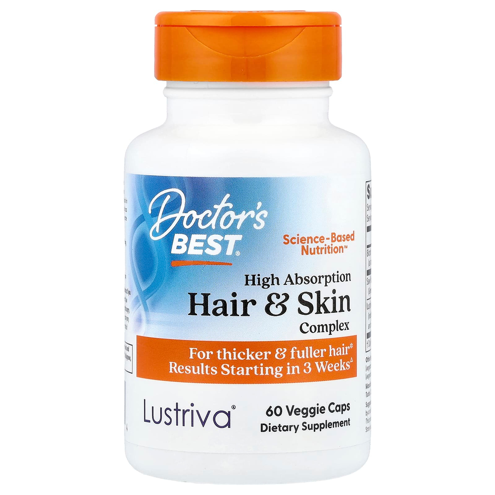 Doctor's Best, комплекс для волос и кожи, 60 растительных капсул