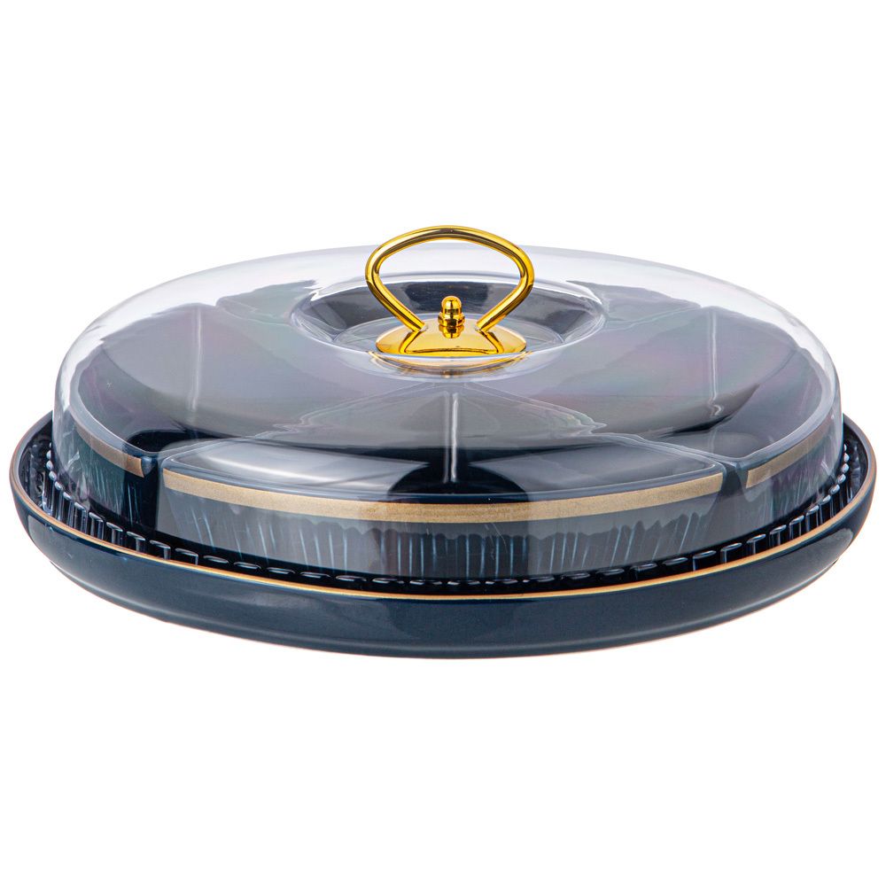 МЕНАЖНИЦА LEFARD "HERBAL" 4 СЕКЦИИ С ПЛАСТИК. КРЫШКОЙ НА ПОДСТАВКЕ СИНЯЯ (КОР=10ШТ.)