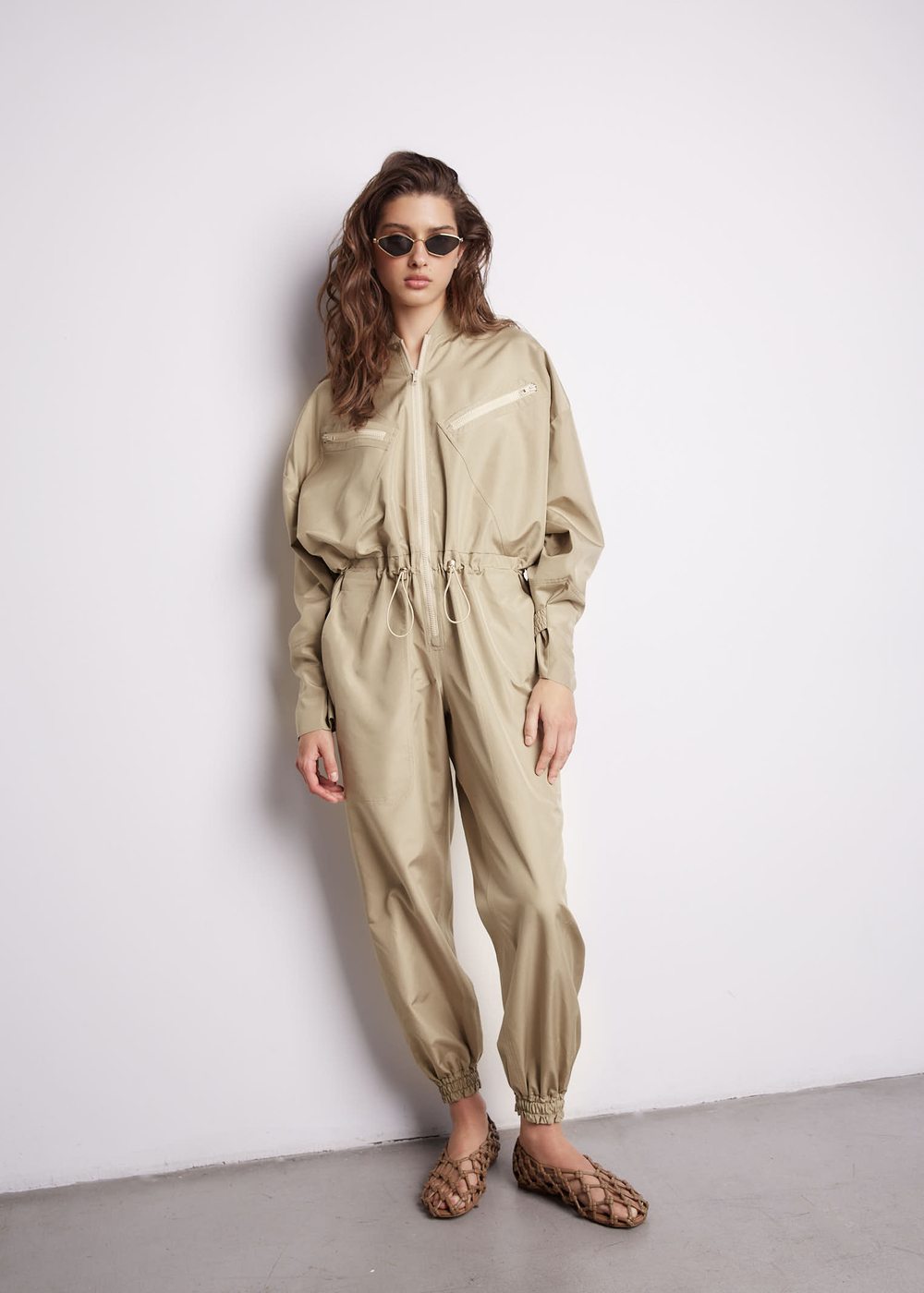 Комбинезон из шелка Эрменеджильдо Дзенья бежевый