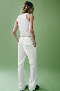 ZARA БРЮКИ ПРЯМОГО КРОЯ — ZW COLLECTION, БЕЛЫЙ