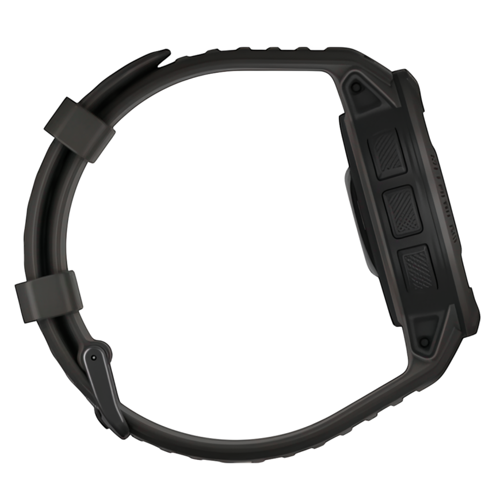 Спортивные часы Garmin Instinct 2 Solar, 45 мм, силиконовый ремешок графитового цвета Дисплей Solar со стеклом Power Glass. Ремешок с классической застёжкой — на запястье обхватом 135–230 мм