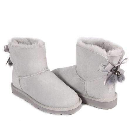 Угги Mini Bailey Bow Fur Brush Boot Grey Violet