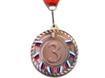Медаль спортивная с лентой 3 место диаметр 6 см, с жетоном: Т6-3