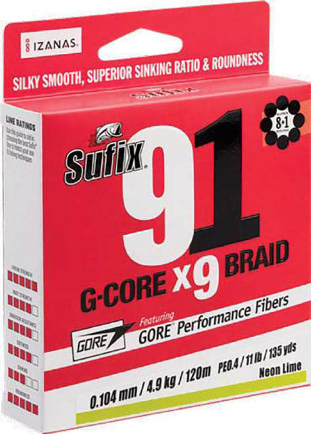 Леска плетеная SUFIX 91 BRAID зеленый 150 м 0.285 мм 20,4 кг