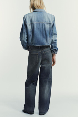 ZARA ДЖИНСЫ TRF СО СРЕДНЕЙ ПОСАДКОЙ И ОТВЕРНУТЫМ ПОЯСОМ, СИНИЙ