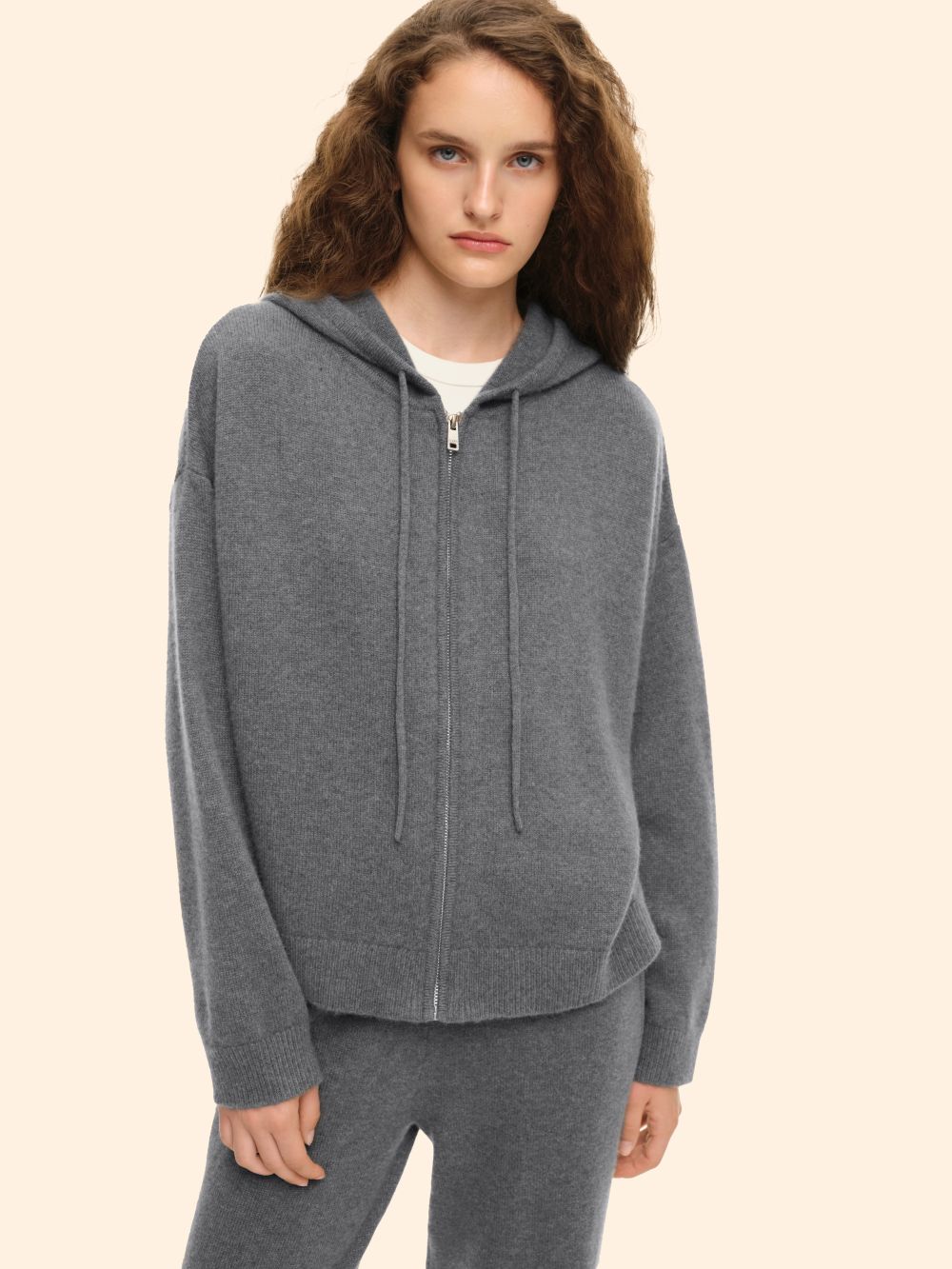 Худи из кашемира ((Ничего лишнего)), серый