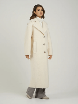 Шуба чебурашка женская из овечьей шерсти тедди, жемчужная, SilverFox