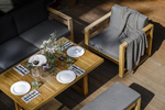 Мебель садовая для лаунж зоны из акации Joygarden БУКА с обеденным столом, Natural Teak, серый