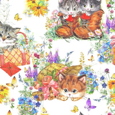 милые котята акварельный принт