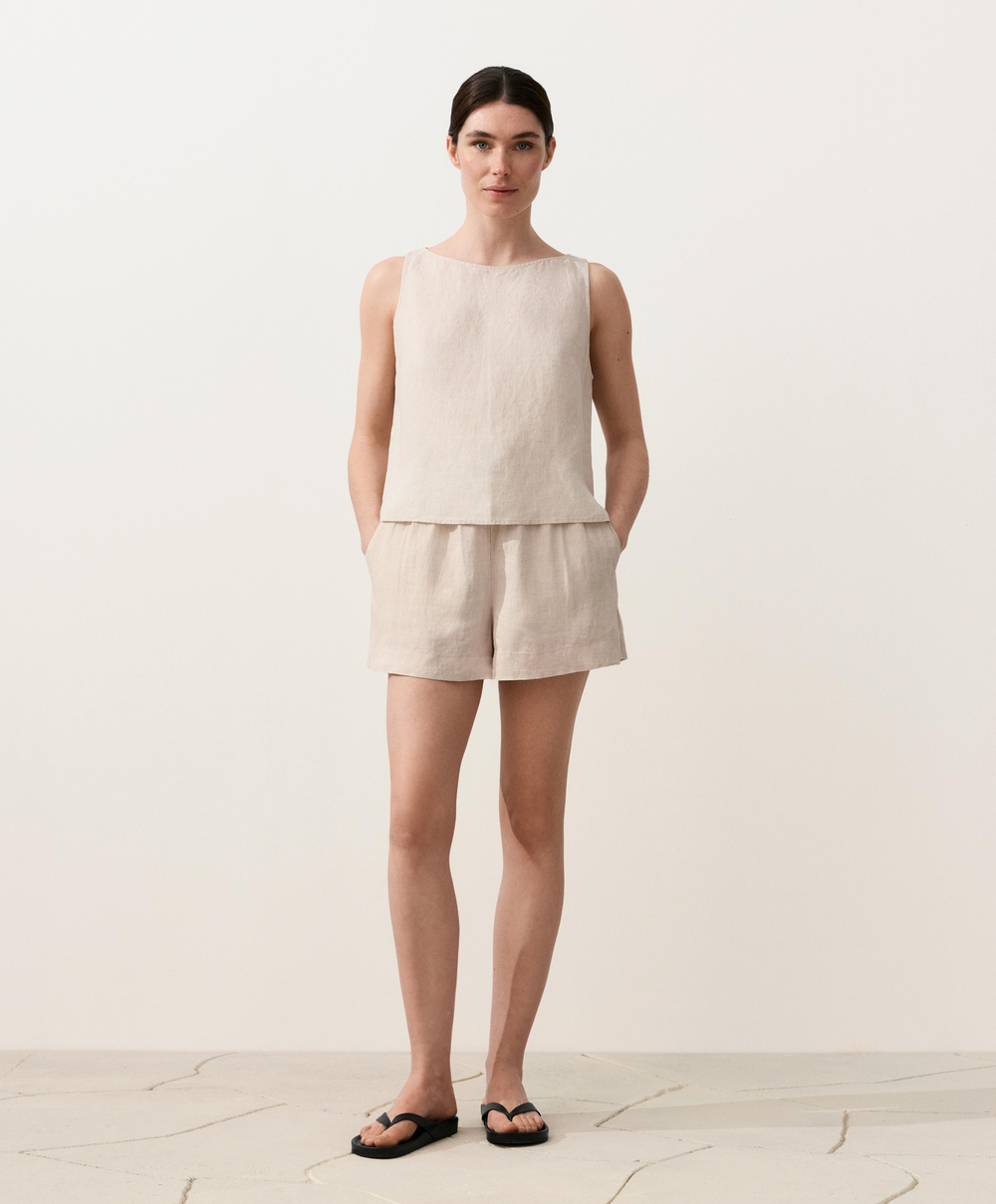 Oysho Топ из 100% льна, песочный меланж