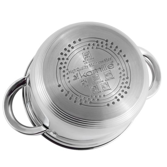 Набор посуды 8 предметов из нержавеющей стали Kamille КМ-5632S (ковш 1,8 л; кастрюли 2,5 л; 3,8 л; 5,8 л)