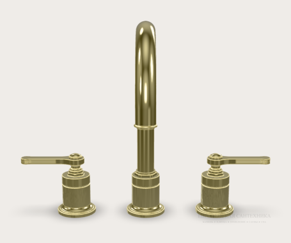 Смеситель для раковины Gessi Venti20, на 3 отверстия зонтичный, без донного клапана, цвет Brass PVD