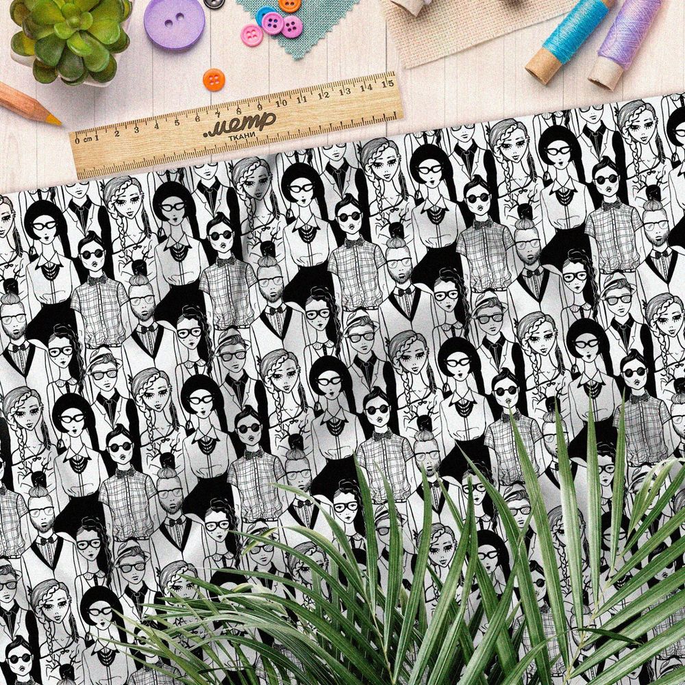 Ткань поплин толпа девушек