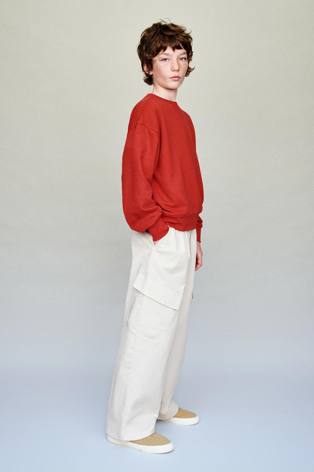 ZARA БРЮКИ КАРГО, ЦВЕТ СЛОНОВОЙ КОСТИ