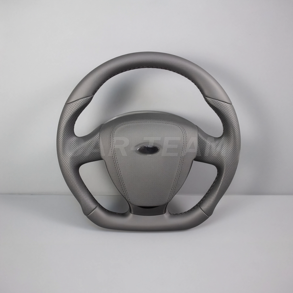 Руль анатомический "Black Edition" (ver. Pro) в экокоже на Лада Приора 2, Калина 2, Гранта в стиле Mercedes AMG