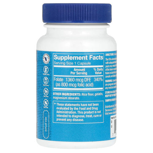 The Vitamin Shoppe, Фолиевая кислота, 800 мкг, 100 капсул