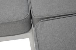 "Канны" диван модульный плетеный из роупа, каркас алюминий белый, роуп светло-серый круглый, ткань светло-серая