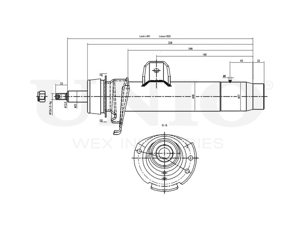 Амортизатор газовый передней подвески левый UNIO SAB-10334